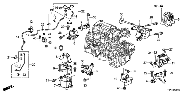 2013 Honda Accord 4 Door SPORT KL 6MT Engine Mounts (L4) Diagram