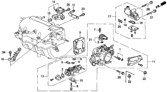 1995 Honda Prelude Body Assembly, Throttle (Gr11B) Diagram for 16400-P14-A50