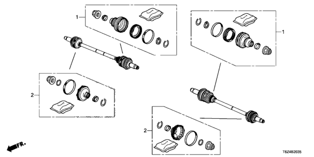 2019 Honda Ridgeline Rear Driveshaft Set Short Parts Diagram