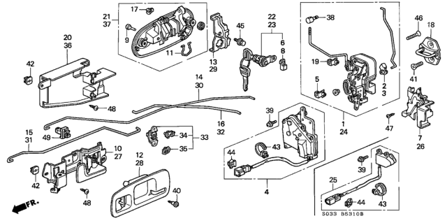 1998 Honda Civic 3 Door CX KA 4AT Door Lock Diagram