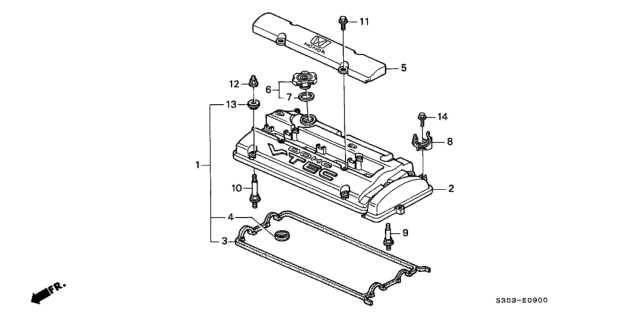 1998 Honda Prelude Cover, Cylinder Head Diagram for 12310-P13-000