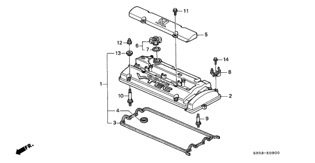 1998 Honda Prelude Gasket Set, Head Cover Diagram for 12030-P13-000