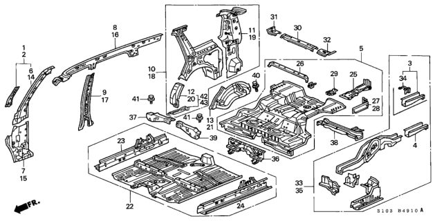 2001 Honda CR-V Frame, R. RR. Diagram for 65610-S10-A11ZZ