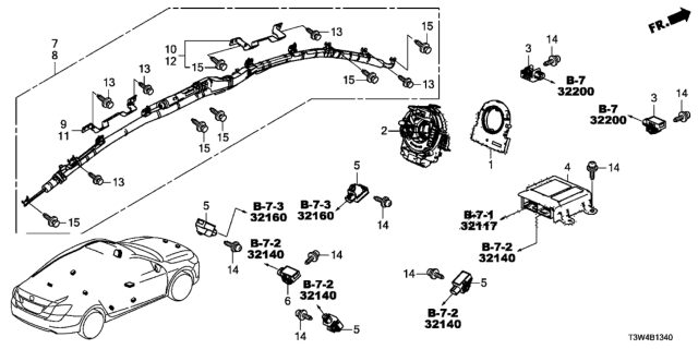 2015 Honda Accord Hybrid Unit Assembly, Srs Diagram for 77960-T3V-A02