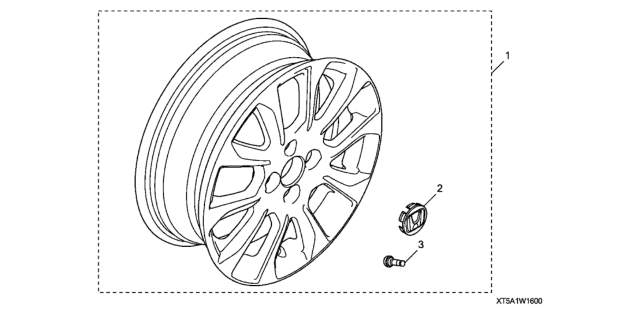 2015 Honda Fit Cap Assy., Wheel Center (Proud Silver) Diagram for 08W16-T5A-10002
