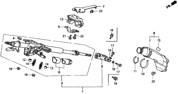 1991 Honda Accord Column Assembly, Steering Diagram for 53200-SM4-A05