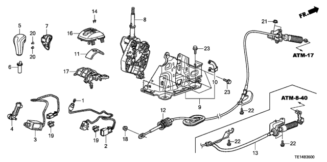 2012 Honda Accord Escutcheon Set, Select Lever (Silver) Diagram for 54721-TA5-A41ZA