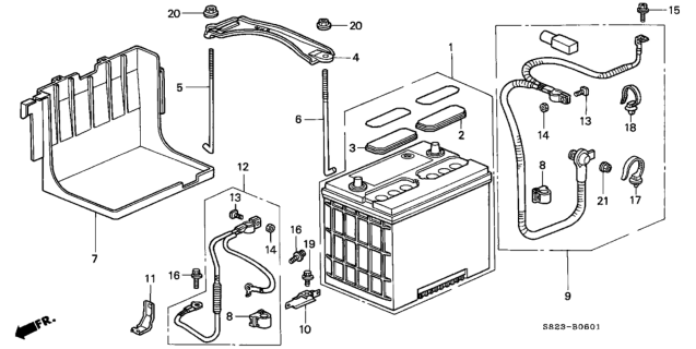 1999 Honda Accord Bracket A, Starter Cable Diagram for 32413-S87-A00