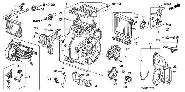 2014 Honda Insight Duct A Diagram for 79101-TM8-A41