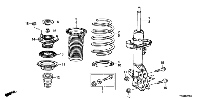 2012 Honda Civic Spring, Left Front Diagram for 51406-TR0-A01