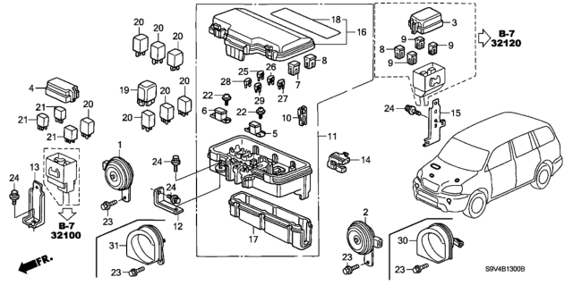 2003 Honda Pilot Horn Assembly (High) Diagram for 38150-SX0-K03