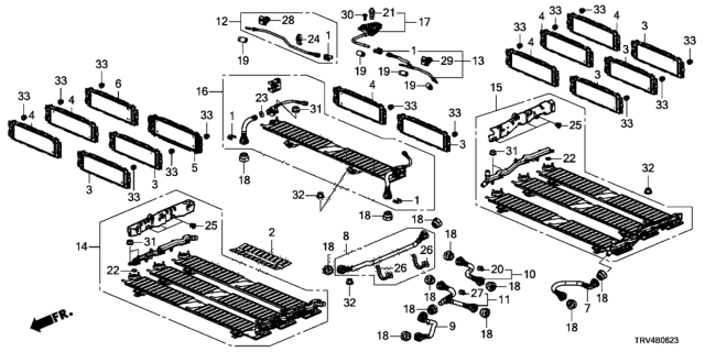 2017 Honda Clarity Electric Battery Pack Cooler (Front) Diagram