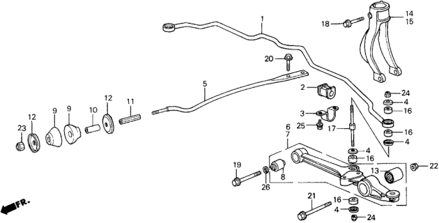 1991 Honda Prelude Arm, Right Front (Lower) Diagram for 51355-SE0-G02