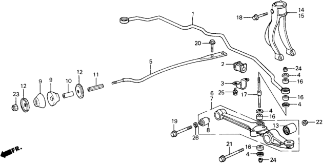 1988 Honda Prelude Front Lower Arm Diagram