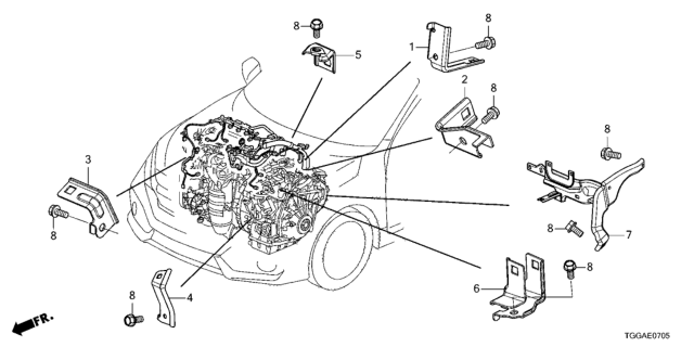 2021 Honda Civic Engine Wire Harness Stay Diagram