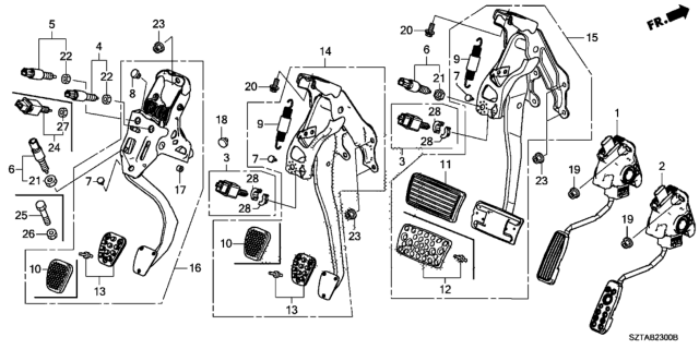 2016 Honda CR-Z Cover Set, Pedal Diagram for 46545-SZT-J81