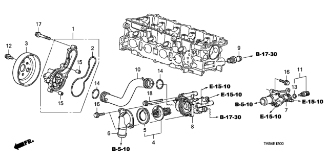 2009 Honda Fit Cover, Thermostat Diagram for 19311-RB0-000