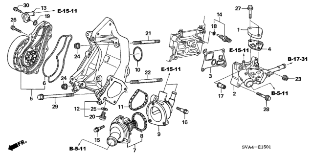 2006 Honda Civic Thermostat Assembly (Nippon Thermostat) Diagram for 19301-RAF-004