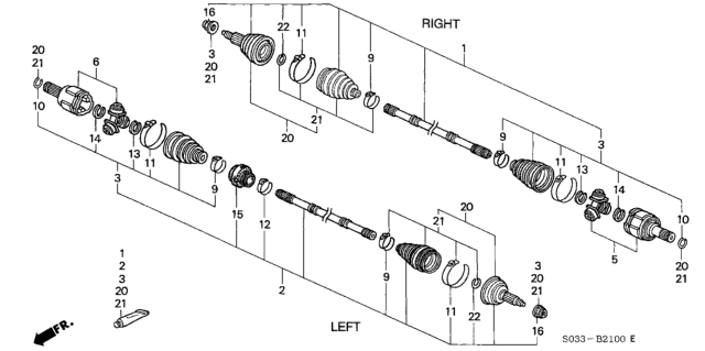 1998 Honda Civic 3 Door CX KA 4AT Driveshaft Diagram 1