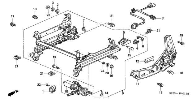 2000 Honda Accord Front Seat Components (Driver Side) (Power Height) Diagram