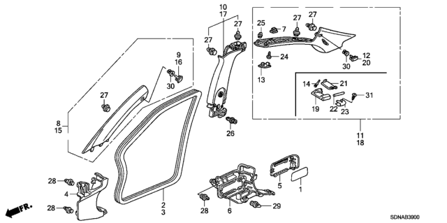 2007 Honda Accord Pillar Garnish Diagram