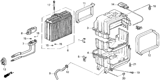 1998 Honda Odyssey 5 Door EX KA 4AT A/C Cooling Unit Diagram