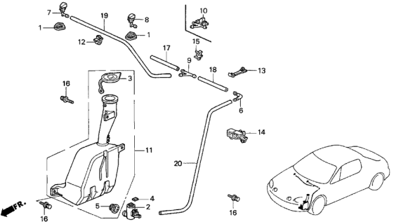 1995 Honda Del Sol Clip, Tube Washer Diagram for 91506-SR2-003