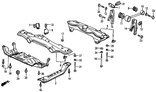 1985 Honda Prelude Bracket, L. Torque Rod Diagram for 50841-SA5-030