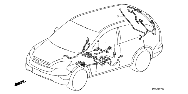 2009 Honda CR-V Sub-Wire, Console Diagram for 32104-SWA-A00