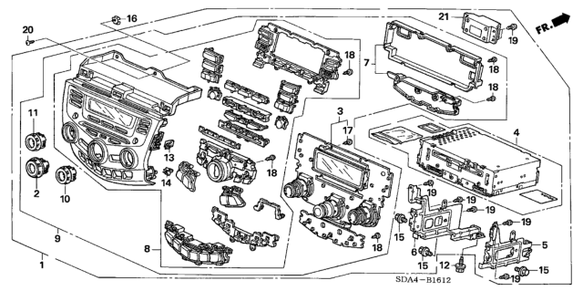 2005 Honda Accord Module Assy., Center *NH482L* (UA BLACK METALLIC) Diagram for 39050-SDA-L51ZB