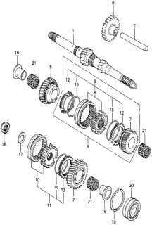 1982 Honda Prelude Gear Set, Mainshaft Third Diagram for 23442-PB6-315