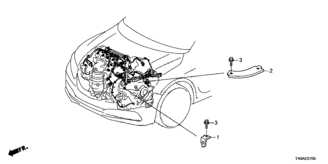 2013 Honda Civic 4 Door LX KA 5MT Engine Wire Harness Stay (1.8L) Diagram
