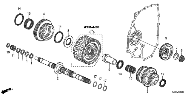 2012 Honda Accord 4 Door LX KA 5AT AT Mainshaft (L4) Diagram