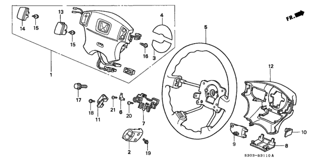 1998 Honda Prelude Wheel, Steering (Graphite Black) Diagram for 78501-S30-E72ZA