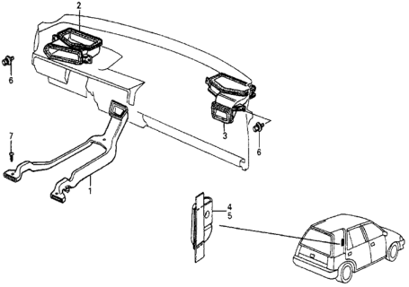 1987 Honda Civic 5 Door 4WD KL 5MT Heater Duct Diagram