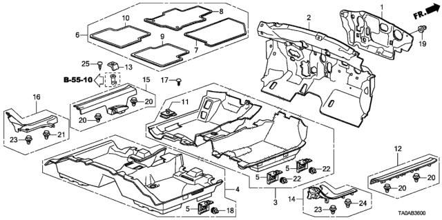 2012 Honda Accord Floor Mat Diagram