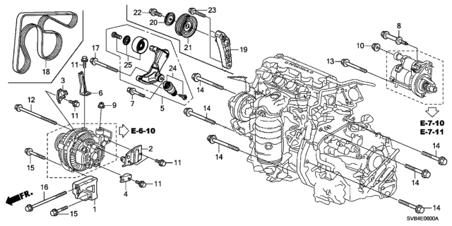 2010 Honda Civic Alternator Bracket (1.8L) Diagram