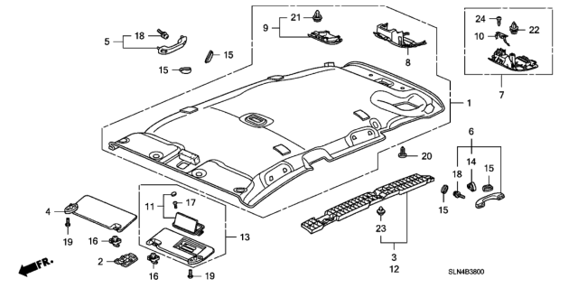 2007 Honda Fit Sunvisor Assembly, Driver Side (Light Titanium) (Mirror) Diagram for 83280-SLN-A01ZB