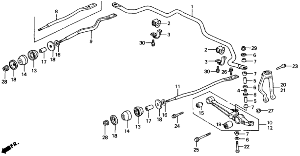 1993 Honda Accord Arm, Right Front (Lower) Diagram for 51355-SM4-040