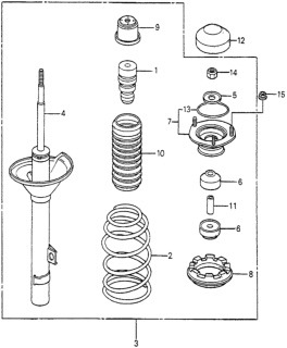 1983 Honda Accord Base, Rear Shock Absorber Mounting Diagram for 52675-SA5-003