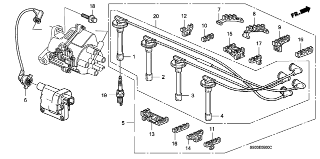 1993 Honda Prelude Spark Plug (Pk22Pr-L11) (Denso) Diagram for 98079-5715H