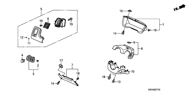 2008 Honda Pilot Lid, Column Cover *NH607L* (TU DARK GRAY) Diagram for 77357-S0X-A01ZC