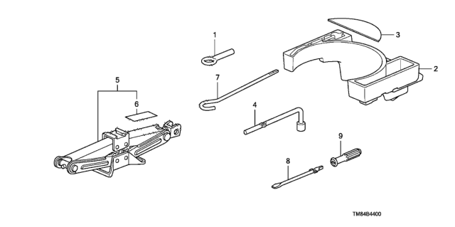 2013 Honda Insight Tools - Jack Diagram