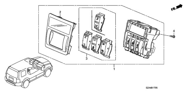 2014 Honda Pilot Control Assy., RR. Auto Air Conditioner *NH686L* (QP LIGHT WARM GRAY) Diagram for 79650-SZA-A41ZC