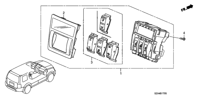 2014 Honda Pilot Garnish *NH167L* (GRAPHITE BLACK) Diagram for 79651-SZA-A01ZB