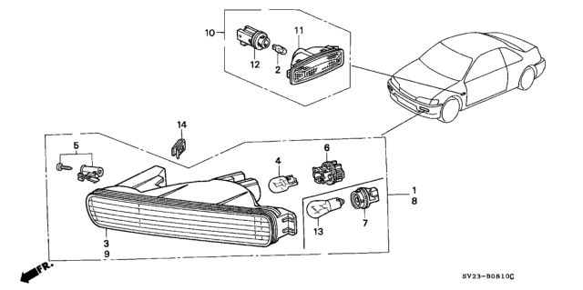 1995 Honda Accord 2 Door LX KL 4AT Front Combination Light Diagram