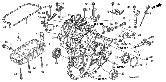 2013 Honda Insight AT Transmission Case Diagram