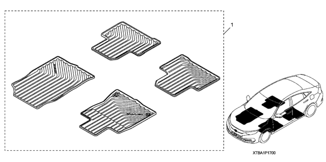 2019 Honda Civic All Season Floor Mats (Black) Diagram