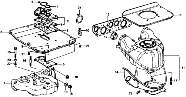1977 Honda Civic Carburetor Insulator  - Manifold Diagram