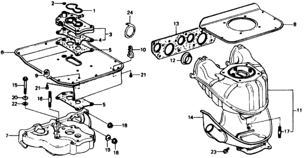 1977 Honda Civic 3 Door ** (1500) KL HMT Carburetor Insulator  - Manifold Diagram
